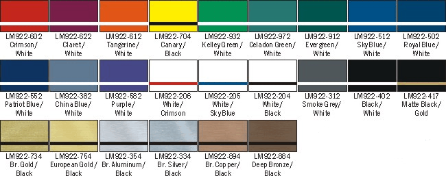 plastic color chart